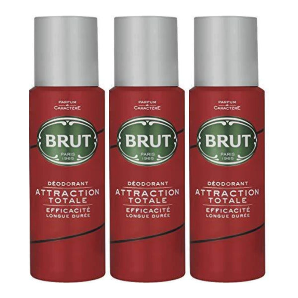 Brut Attraction Totale Deodorant Spray Efficacite Longue Duree 200ml (Pack of 3)