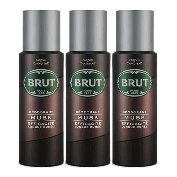 Brut Musk Deodorant Spray Efficacite Longue Duree 200ml (Pack of 3)