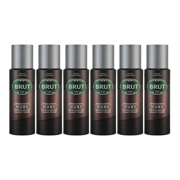 Brut Musk Deodorant Spray Efficacite Longue Duree 200ml (Pack of 6)