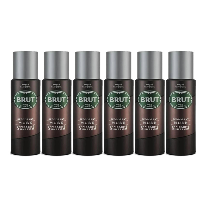 Brut Musk Deodorant Spray Efficacite Longue Duree 200ml (Pack of 6)