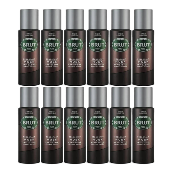 Brut Musk Deodorant Spray Efficacite Longue Duree 200ml (Pack of 12)