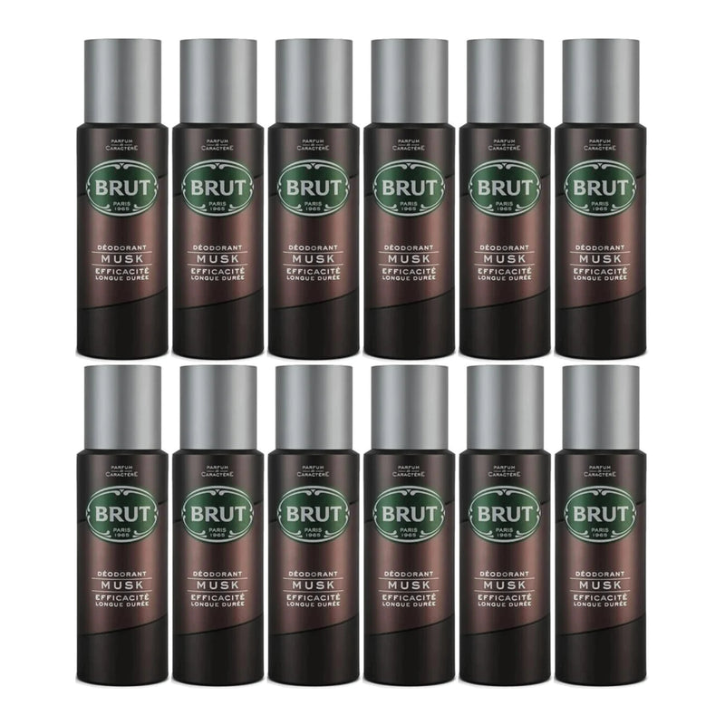 Brut Musk Deodorant Spray Efficacite Longue Duree 200ml (Pack of 12)