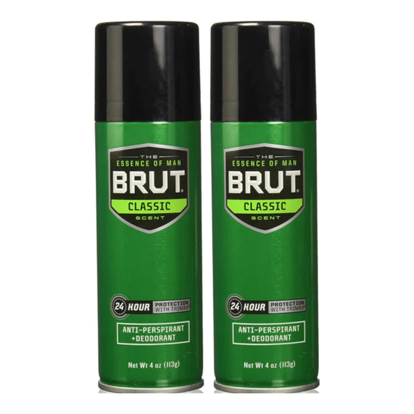 Brut Classic Antiperspirant & Deodorant 24 Hour Protection, 4oz (Pack of 2)