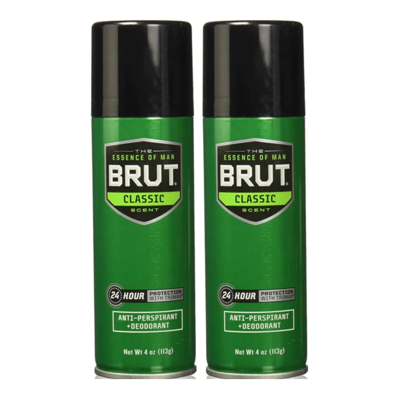 Brut Classic Antiperspirant & Deodorant 24 Hour Protection, 4oz (Pack of 2)