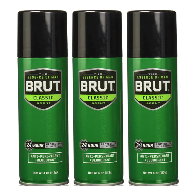 Brut Classic Antiperspirant & Deodorant 24 Hour Protection, 4oz (Pack of 3)