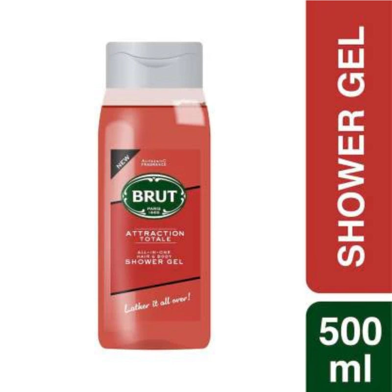 Brut Attraction Totale All-in-One Hair & Body Shower Gel, 16.9oz (Pack of 2)