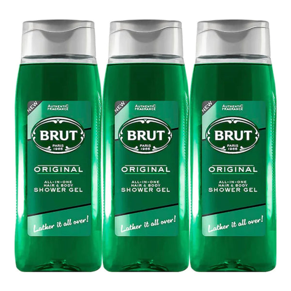 Brut Original All-in-One Hair & Body Shower Gel, 16.9oz (Pack of 3)