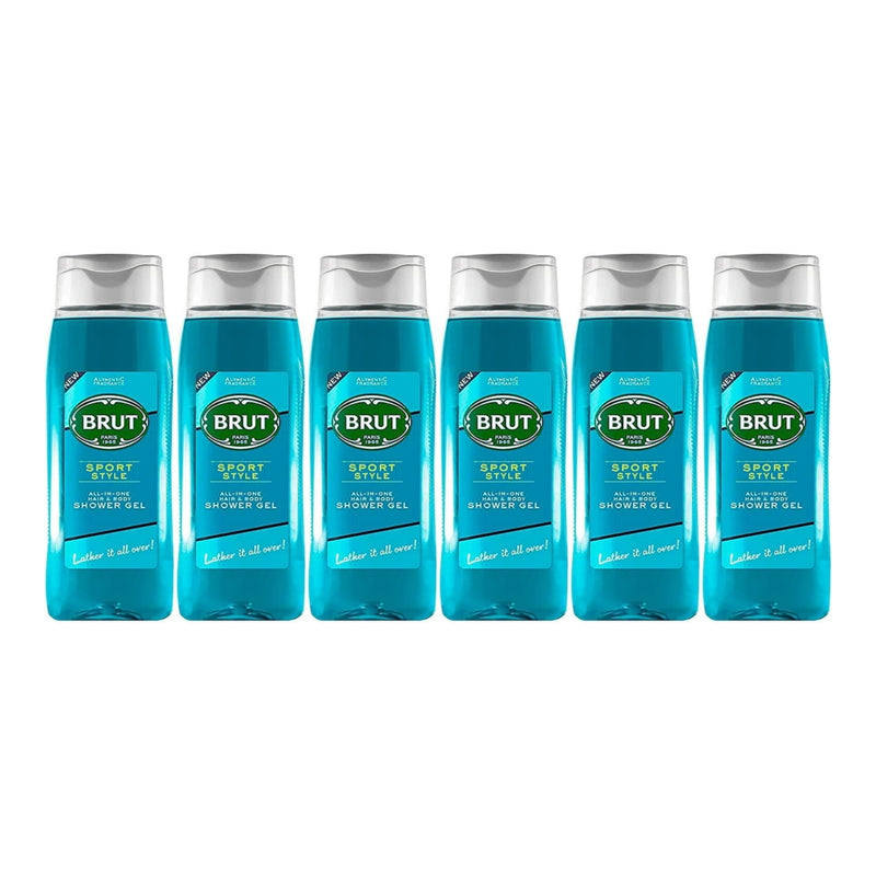 Brut Sport Style All-in-One Hair & Body Shower Gel, 16.9oz (Pack of 6)