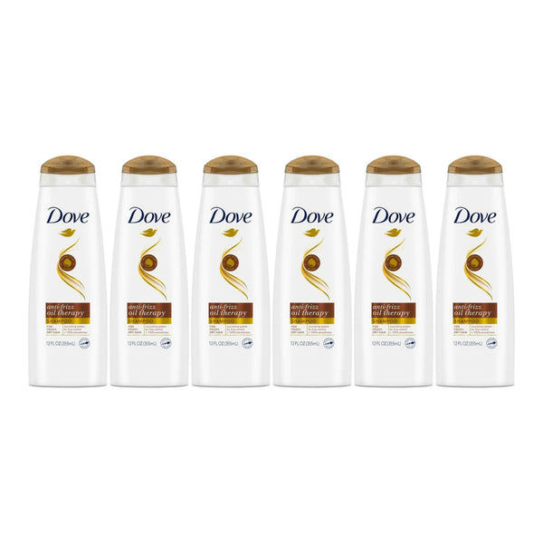 Dove Anti-Frizz Oil Therapy Shampoo, 12 Fl. Oz. (355ml) (Pack of 6)
