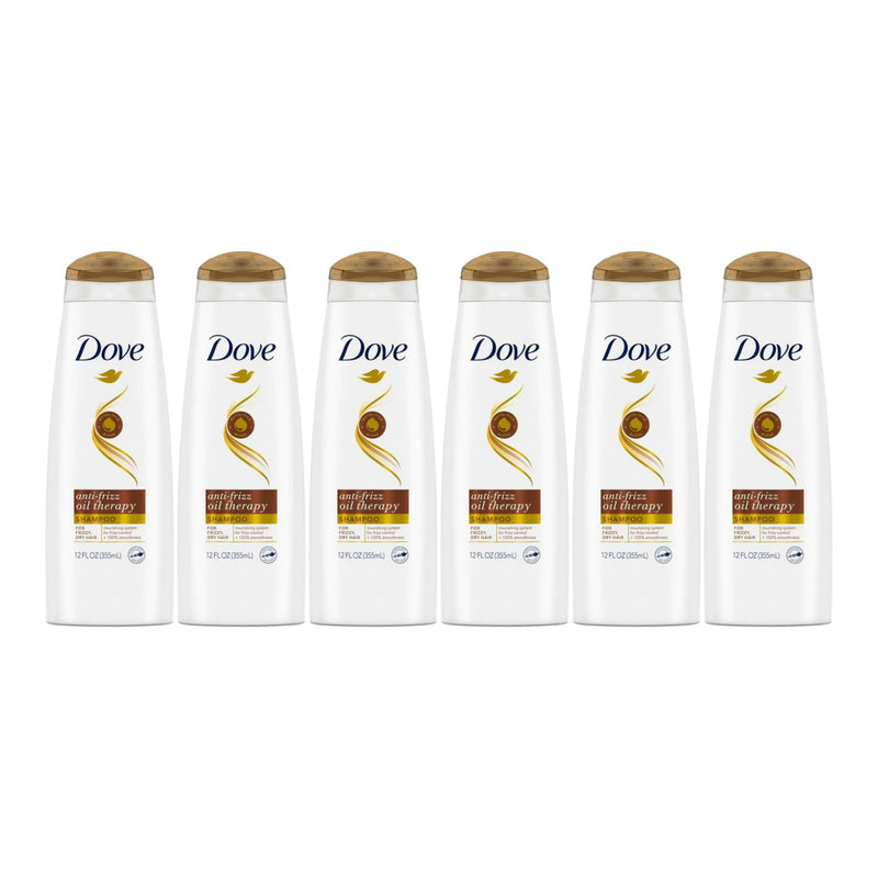 Dove Anti-Frizz Oil Therapy Shampoo, 12 Fl. Oz. (355ml) (Pack of 6)