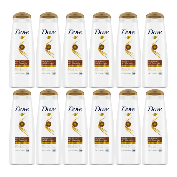 Dove Anti-Frizz Oil Therapy Shampoo, 12 Fl. Oz. (355ml) (Pack of 12)
