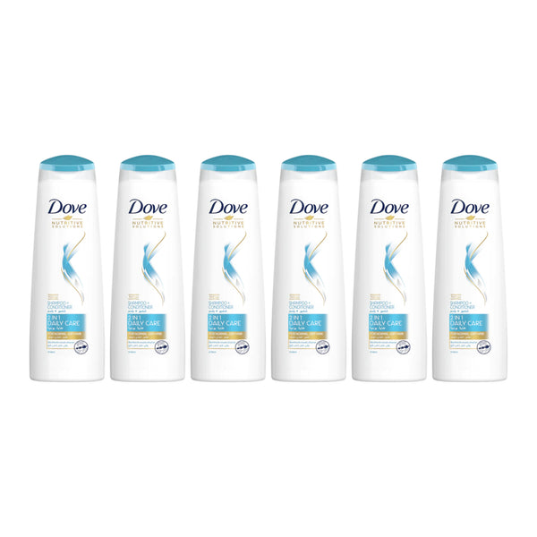 Dove 2-in-1 Daily Care Shampoo + Conditioner, 13.5 Fl Oz. (400ml) (Pack of 6)