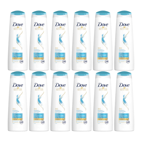 Dove 2-in-1 Daily Care Shampoo + Conditioner, 13.5 Fl Oz. (400ml) (Pack of 12)