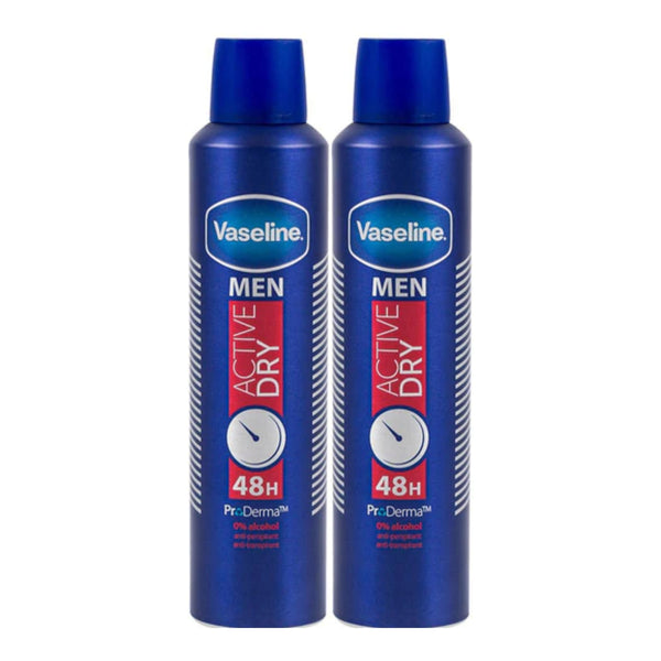 Vaseline Men Active Dry Anti-Perspirant Deodorant Spray, 250ml (Pack of 2)