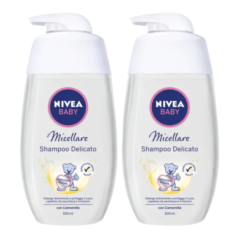 Nivea Baby Shampoo Delicato Micellare w/ Camomilla, 16.9oz (500ml) (Pack of 2)