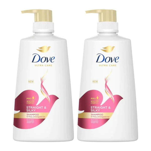 Dove Ultra Care Straight & Silky Shampoo for Frizzy, 23oz (680ml) (Pack of 2)