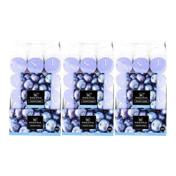 Wick & Wax Blue Berry Tealight Candle, 30 Count (Pack of 3)
