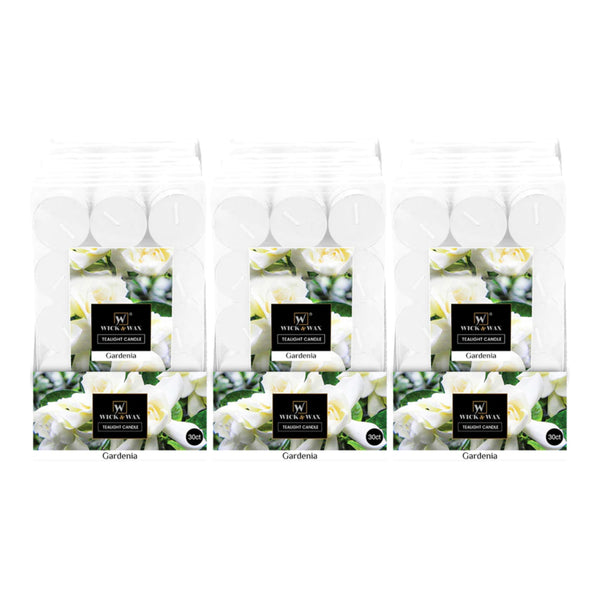 Wick & Wax Fresh Gardenia Tealight Candle, 30 Count (Pack of 3)