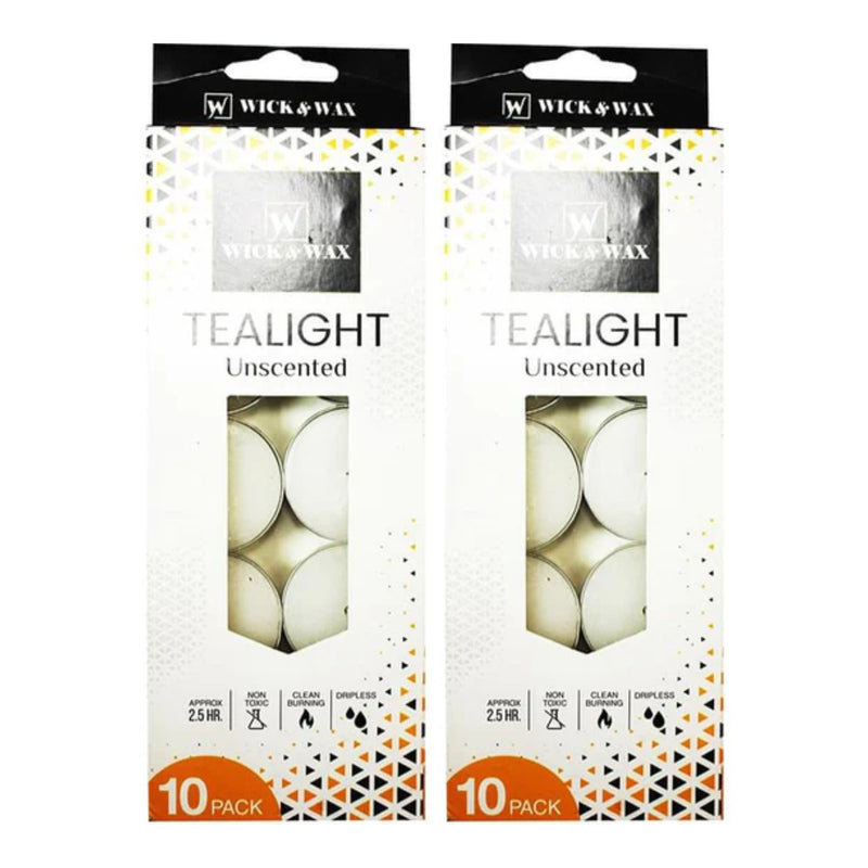 Wick & Wax Unscented Tealight Candle, 10 Count (Pack of 2)