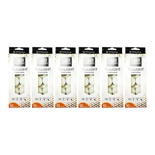 Wick & Wax Unscented Tealight Candle, 10 Count (Pack of 6)