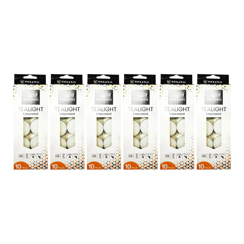 Wick & Wax Unscented Tealight Candle, 10 Count (Pack of 6)
