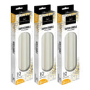 Wick & Wax Unscented 10" White Taper Candle, 3 Count (Pack of 3)
