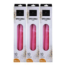 Wick & Wax Unscented 10" Pink Taper Candle, 3 Count (Pack of 3)