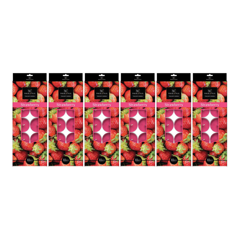 Wick & Wax Strawberry Scent Tealight Candle, 10 Count (Pack of 6)