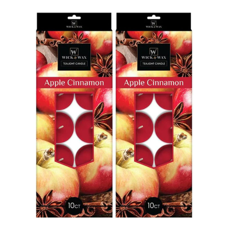 Wick & Wax Apple Cinnamon Scent Tealight Candle, 10 Count (Pack of 2)