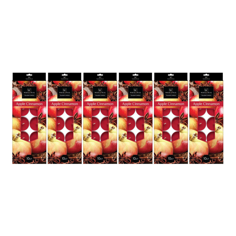 Wick & Wax Apple Cinnamon Scent Tealight Candle, 10 Count (Pack of 6)