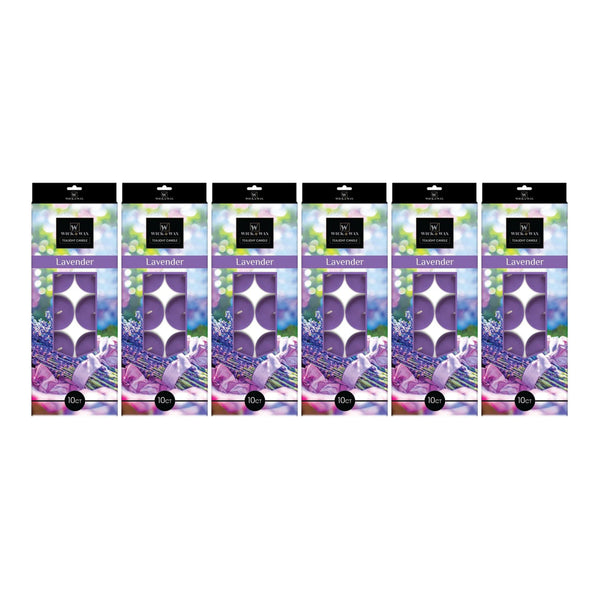 Wick & Wax Lavender Scent Tealight Candle, 10 Count (Pack of 6)