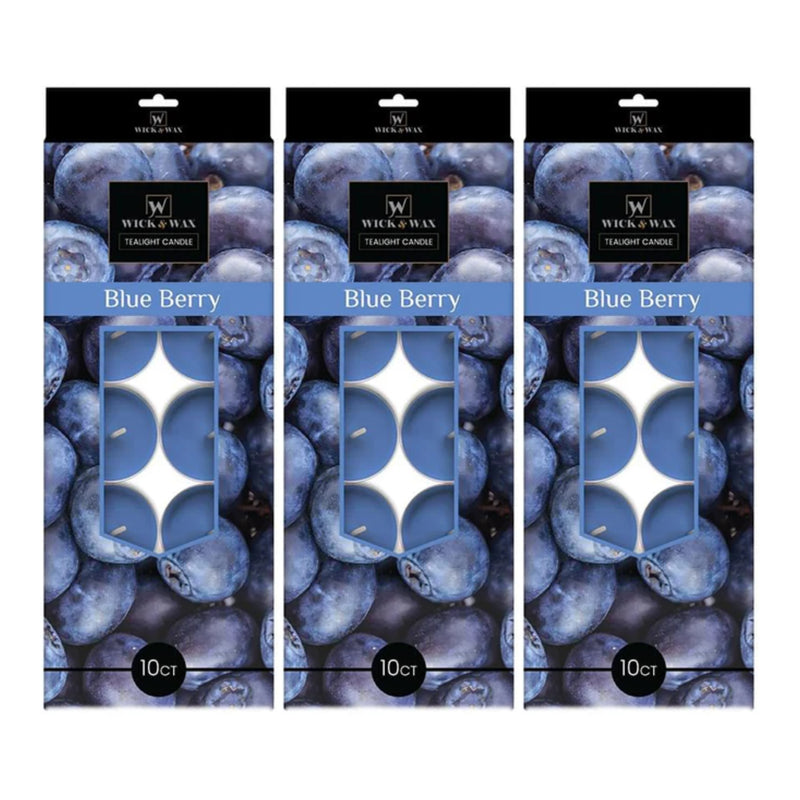 Wick & Wax Blue Berry Scent Tealight Candle, 10 Count (Pack of 3)