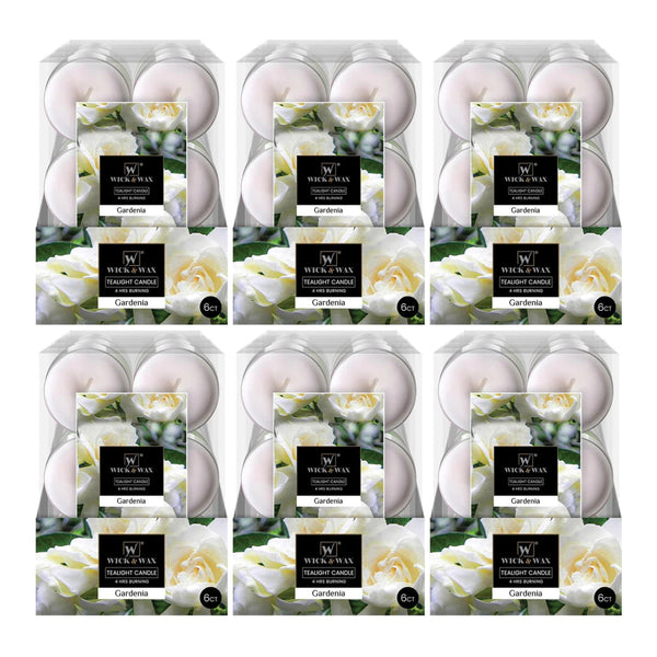 Wick & Wax Gardenia Scent Jumbo Tealight Candle, 6 Count (Pack of 6)
