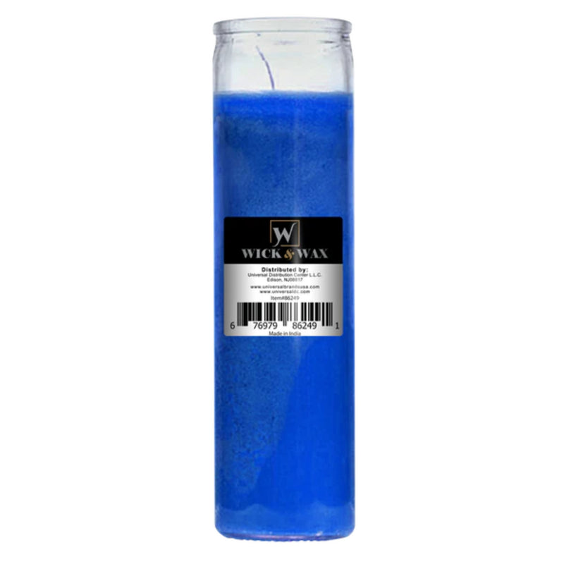 8" Tall Blue Candle - 7 Day Blue Prayer Glass Candle Unscented 10oz