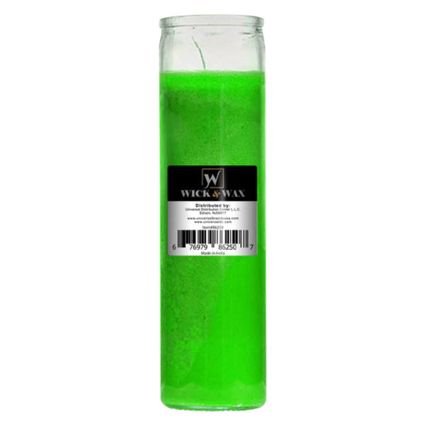 8" Tall Green Candle 7 Day Green Prayer Glass Candle Unscented 10oz (Pack of 2)