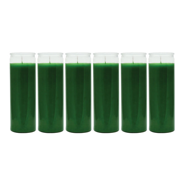 8" Tall Green Candle 7 Day Green Prayer Glass Candle Unscented 10oz (Pack of 6)