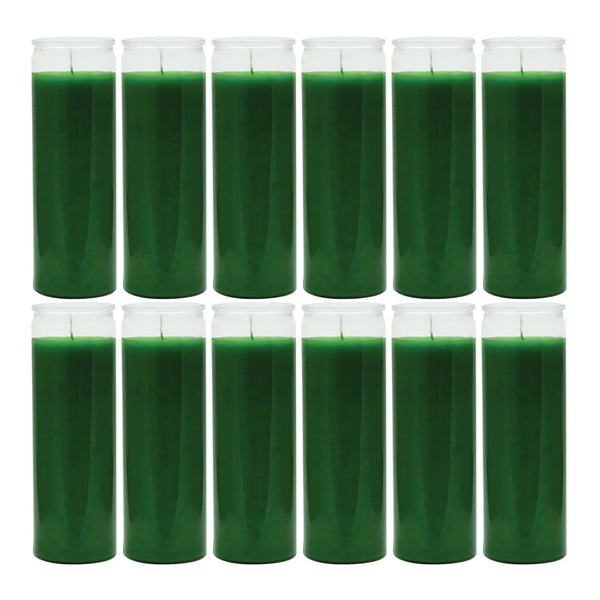 8" Tall Green Candle 7 Day Green Prayer Glass Candle Unscented 10oz (Pack of 12)