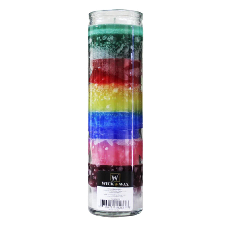 8" Tall Multi Color Candle - 7 Day Prayer Glass Candle Unscented 10oz (Pack of 6)