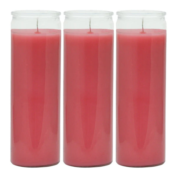 8" Tall Pink Candle - 7 Day Pink Prayer Glass Candle Unscented 10oz (Pack of 3)