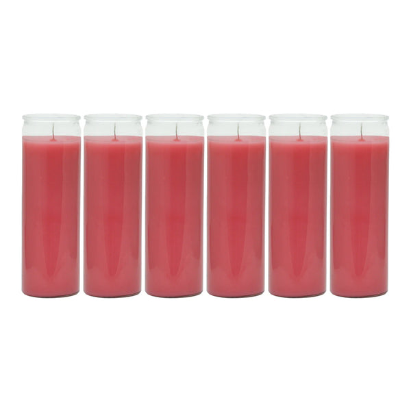 8" Tall Pink Candle - 7 Day Pink Prayer Glass Candle Unscented 10oz (Pack of 6)