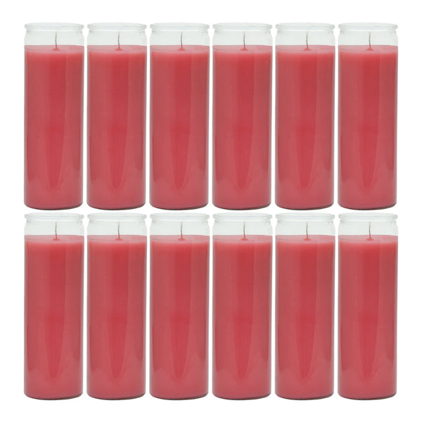 8" Tall Pink Candle - 7 Day Pink Prayer Glass Candle Unscented 10oz (Pack of 12)