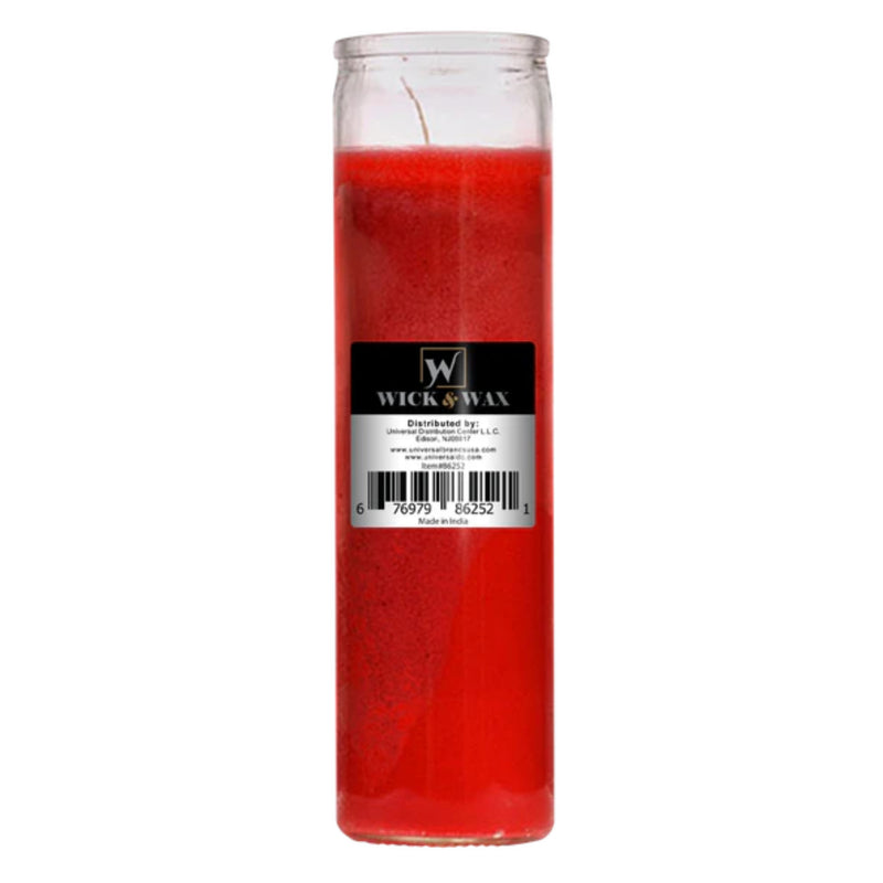 8" Tall Red Candle - 7 Day Red Prayer Glass Candle Unscented, 10oz