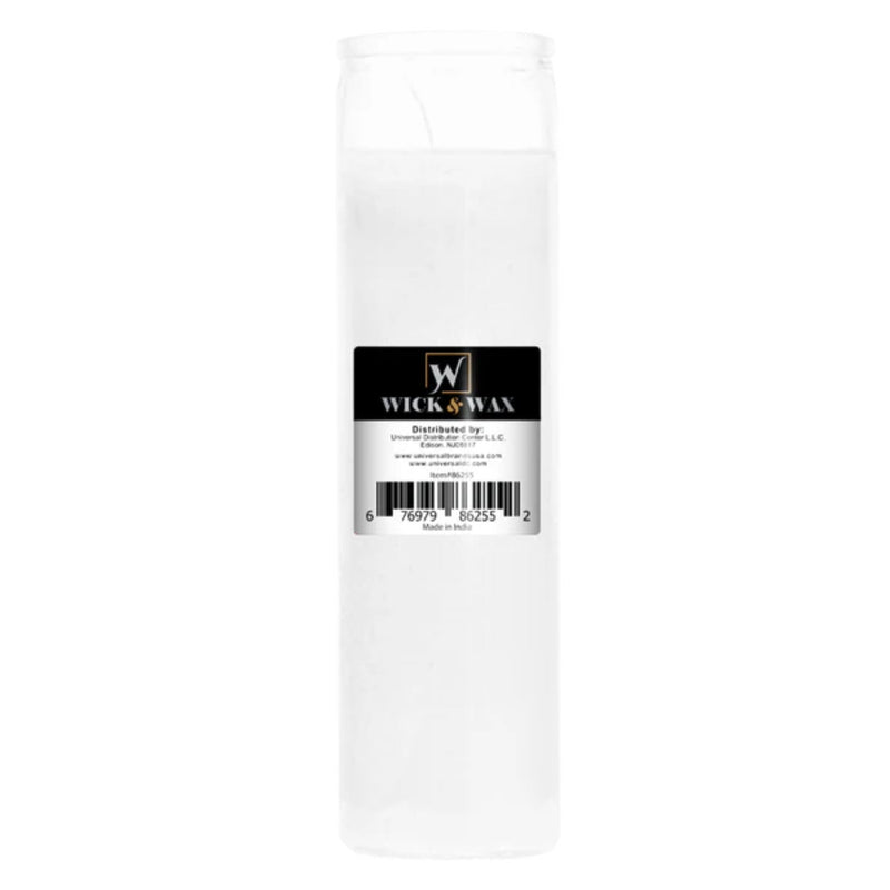 8" Tall White Candle 7 Day White Prayer Glass Candle Unscented 10oz (Pack of 6)