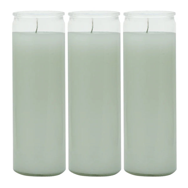 8" Tall White Candle 7 Day White Prayer Glass Candle Unscented 10oz (Pack of 3)