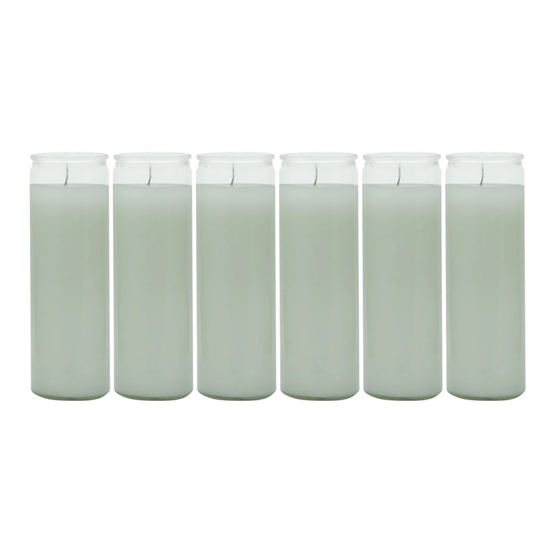 8" Tall White Candle 7 Day White Prayer Glass Candle Unscented 10oz (Pack of 6)