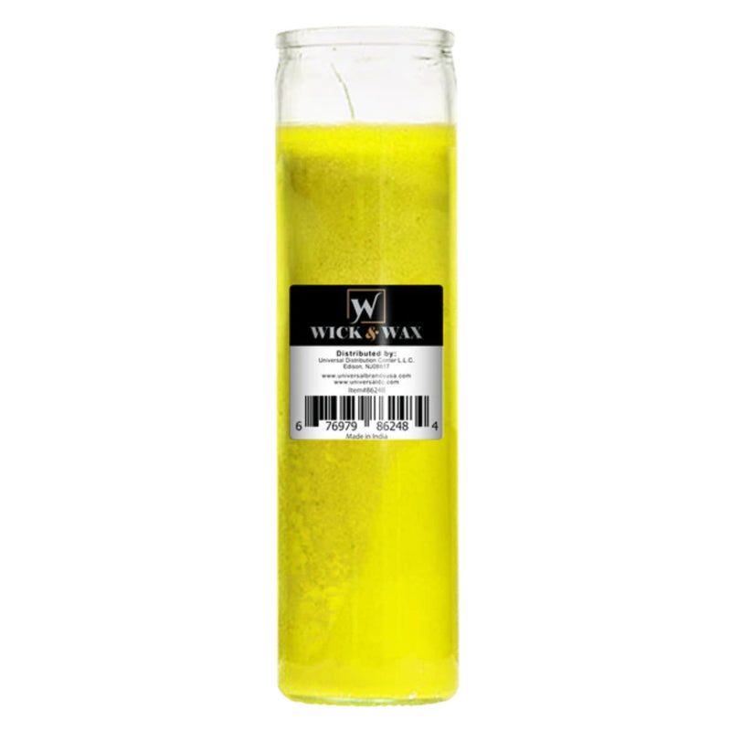 8" Tall Yellow Candle - 7 Day Prayer Glass Candle Unscented, 10oz (Pack of 3)