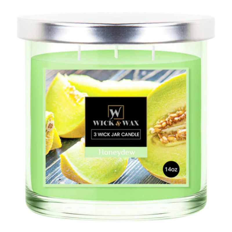 Wick & Wax Honeydew Scented 3-Wick Jar Candle, 14oz