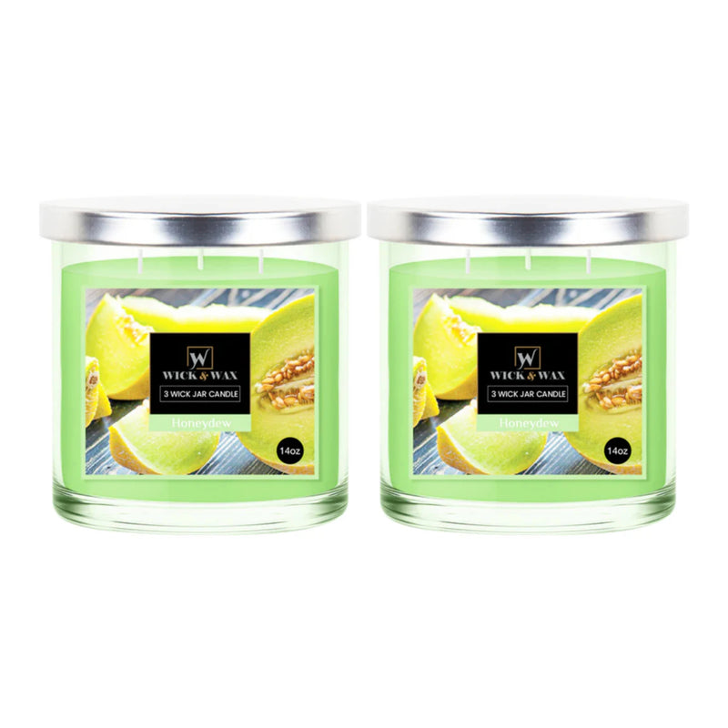 Wick & Wax Honeydew Scented 3-Wick Jar Candle, 14oz (Pack of 2)