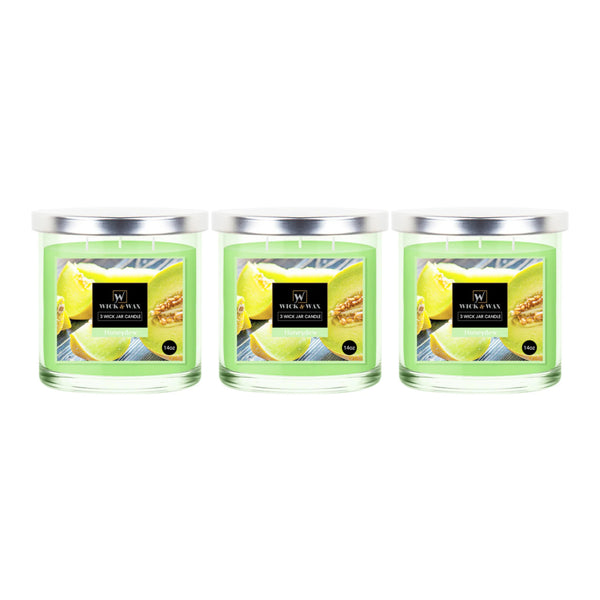 Wick & Wax Honeydew Scented 3-Wick Jar Candle, 14oz (Pack of 3)