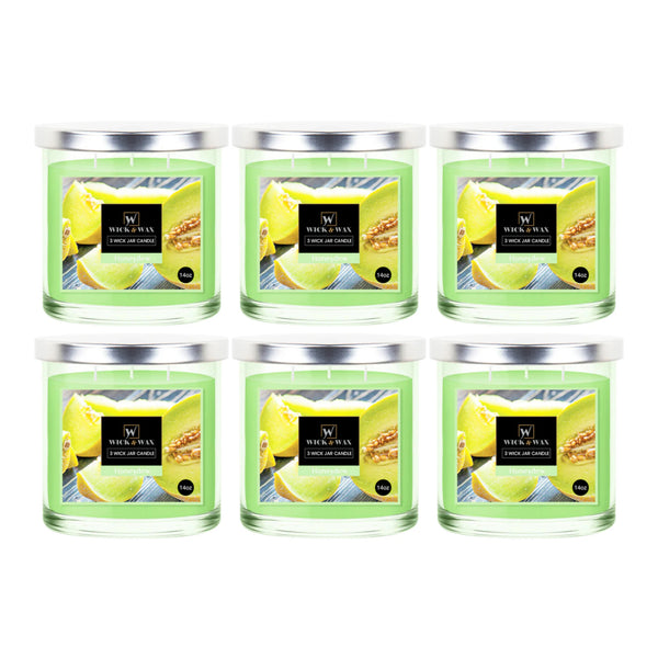 Wick & Wax Honeydew Scented 3-Wick Jar Candle, 14oz (Pack of 6)